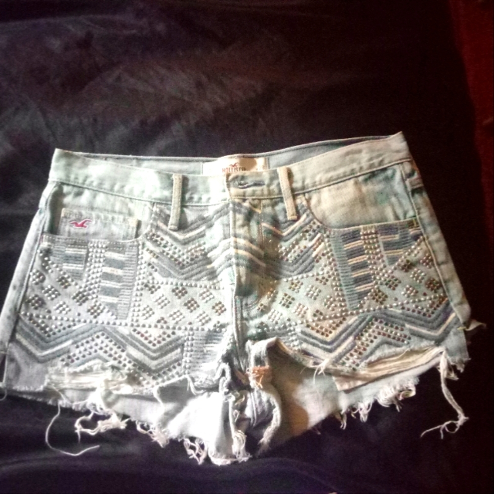 Super Cute! Hollister Distressed Jeweled Shorts.